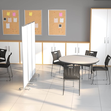 Flash Furniture Mobile Magnetic Whiteboard Partition with Casters BR-PTT001-3-M-60183-GG